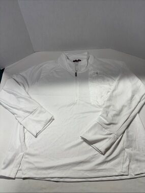 ACX White Textured Quarter-Zip Long Sleeve